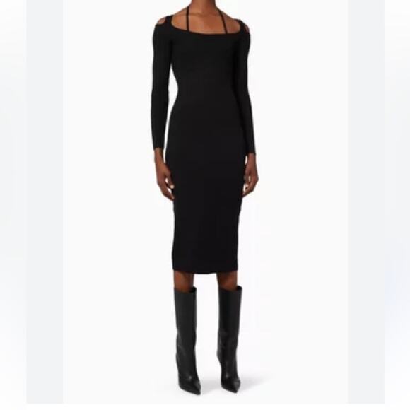 Elliatt Dresses & Skirts - Elliatt Marisol Black Ribbed Sweetheart Knit Midi Dress XS NWT Edgy Minimalist